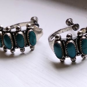 VINTAGE ZUNI TURQUOISE EARRINGS